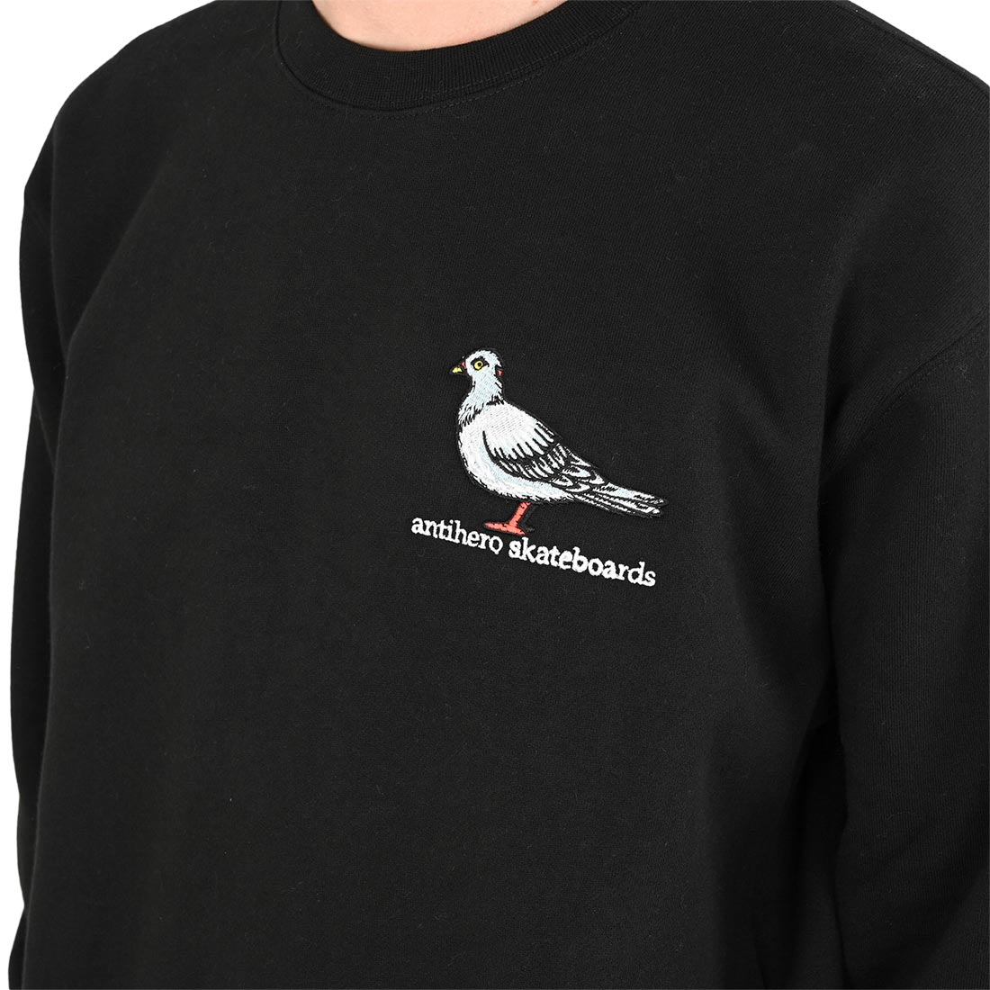 ANTI HERO - Lil Pigeon Embroidered Black Crew Sweatshirt