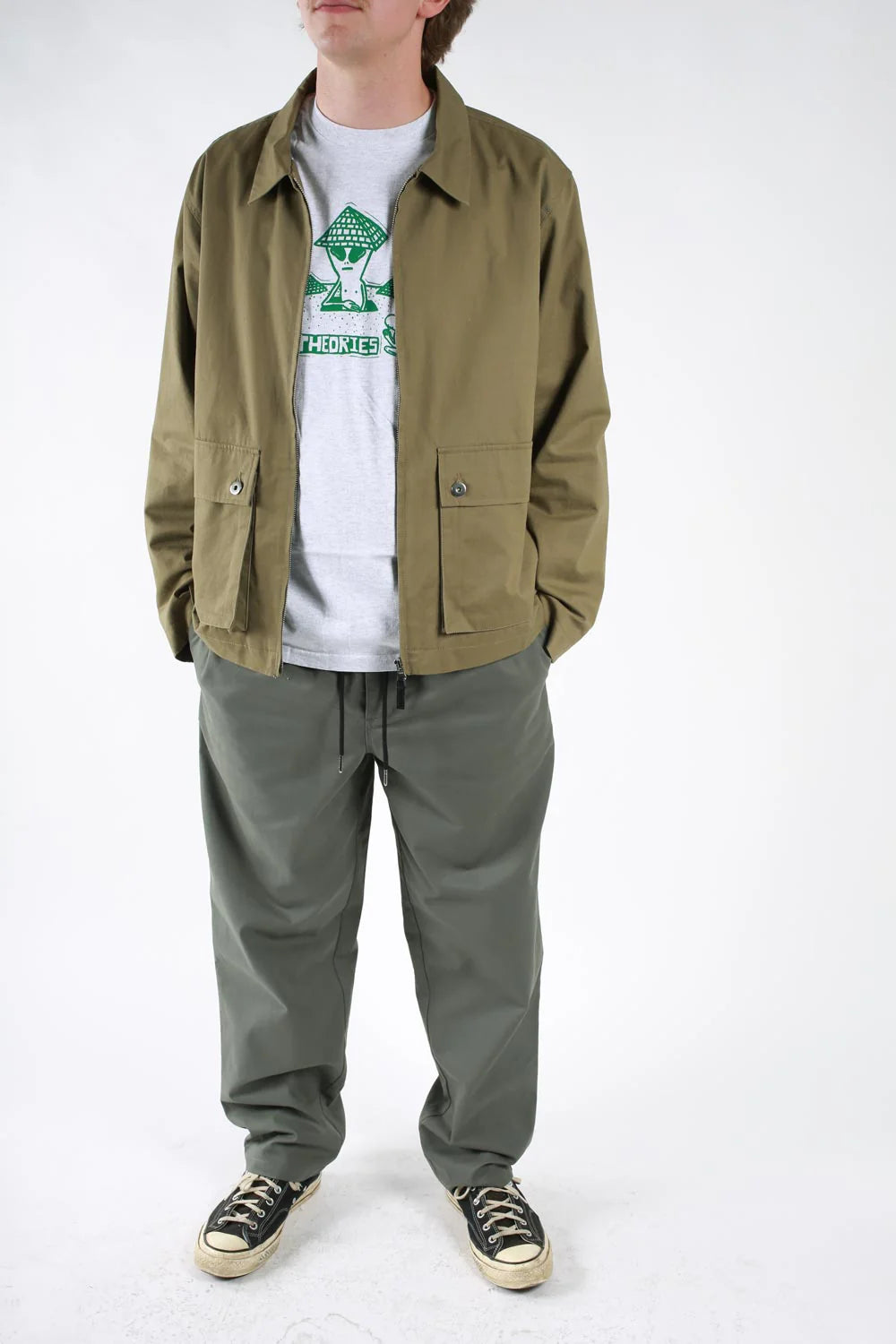 Pantaloni in cotone Theories Stamp Lounge Pant – Dark Moss