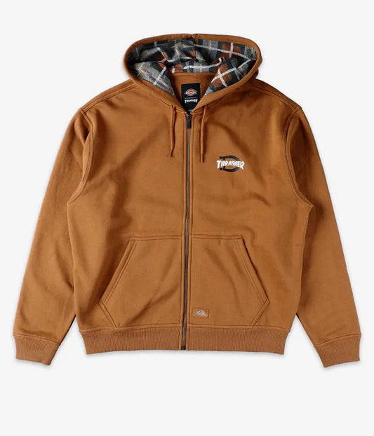 DICKIES X THRASHER - Zip Hoodie Felpa Brown