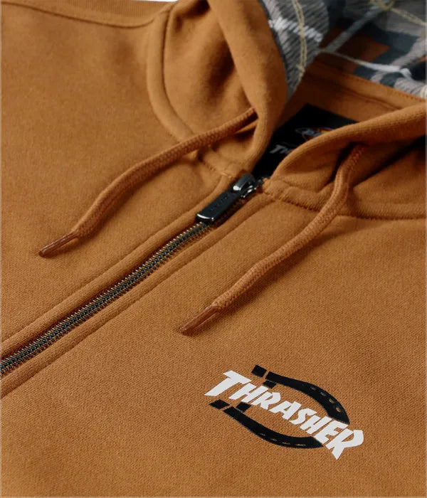 DICKIES X THRASHER - Zip Hoodie Felpa Brown
