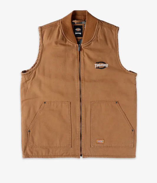 DICKIES x THRASHER Logo Vest Smanicato Brown