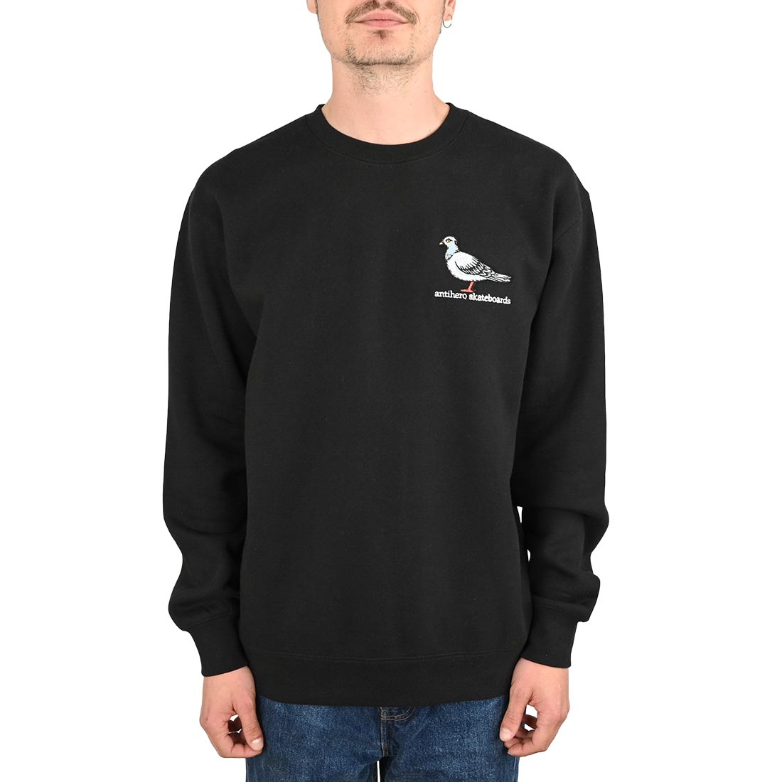 ANTI HERO - Lil Pigeon Embroidered Black Crew Sweatshirt