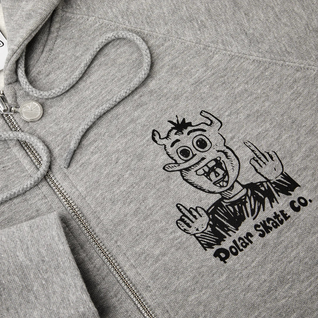 Felpa con cappuccio POLAR SKATE CO. DEVIL MAN ZIP HOODIE GREY